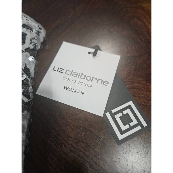 Liz Claiborne Collection Sequin Sleeveless Top Grey Multi 1X NWT Women's Neutral - Picture 4 of 8